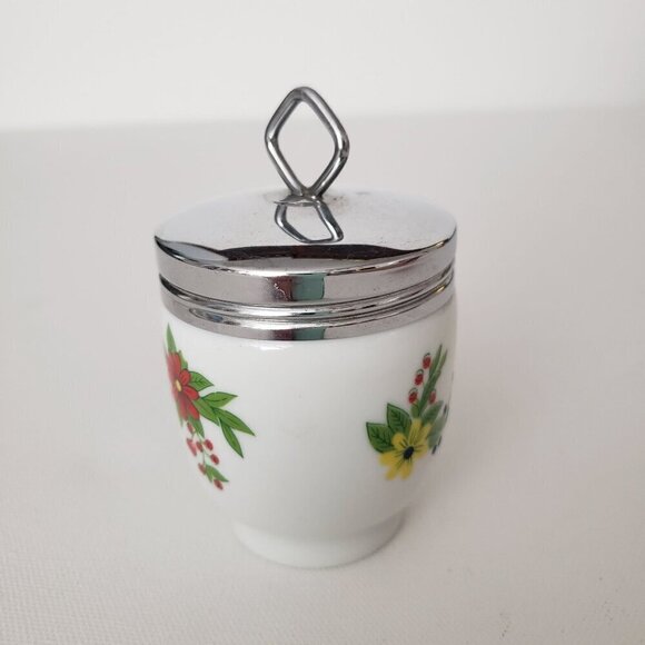 Vintage Shafford Persian Garden Pattern Porcelain Double Egg Coddler Metal Lid - Picture 8 of 12